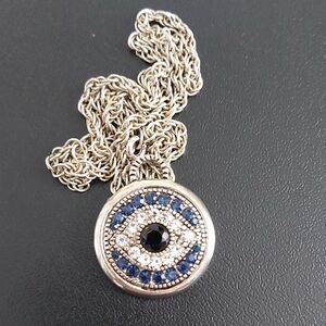 Evil Eye Crystal Pendant on sterling silver chain